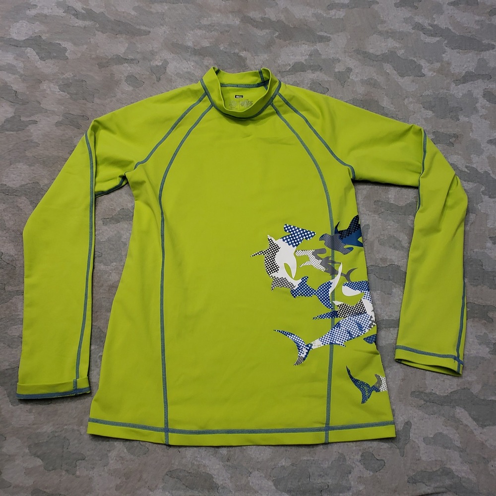 REI Rash Guard Youth Large Green Pullover Long Sleeve